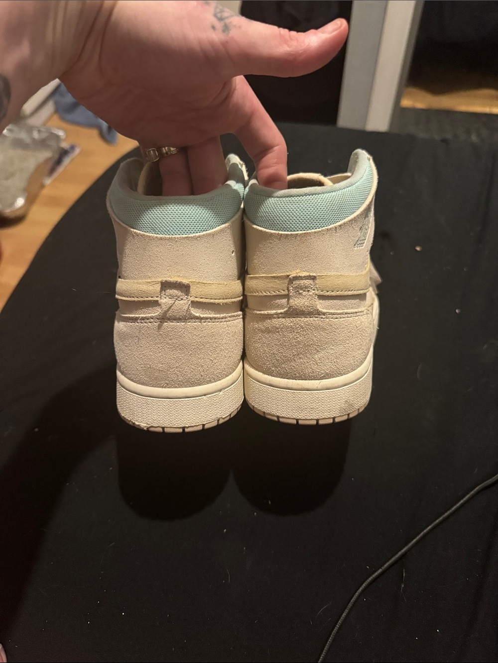 Nike Women’s High-Top Sneakers in Cream with Light Blue Accents - Picture 5 of 7